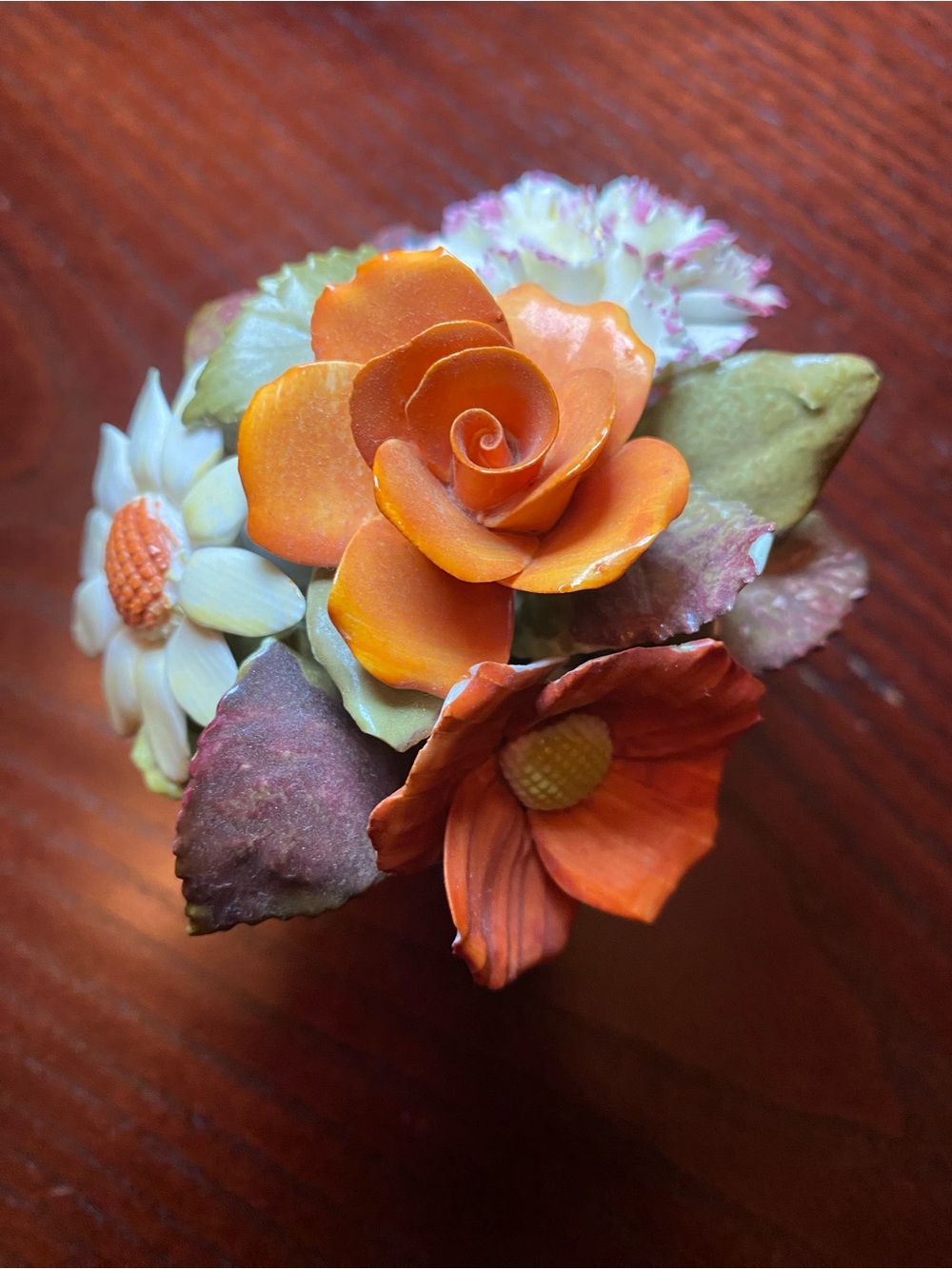 Royal Adderley vintage bone China floral bouquet sculpture fall colors 3.5x3.5